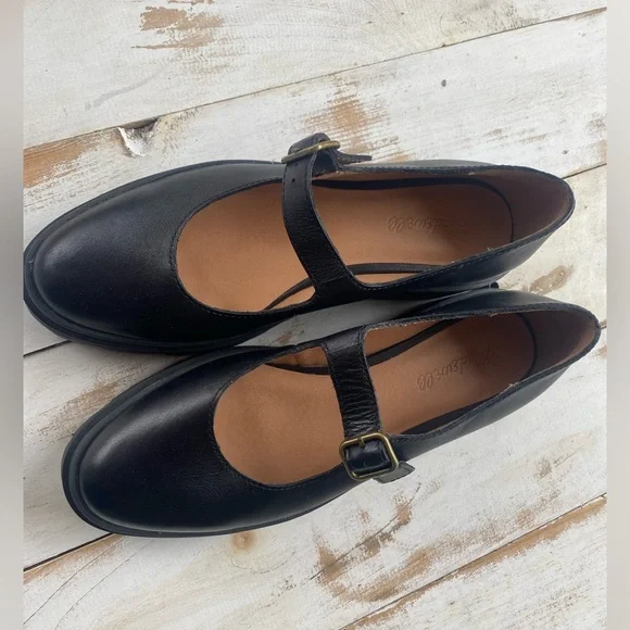 Madewell Black Leather Mary Jane Loafers with Buckle - Picture 5 of 14